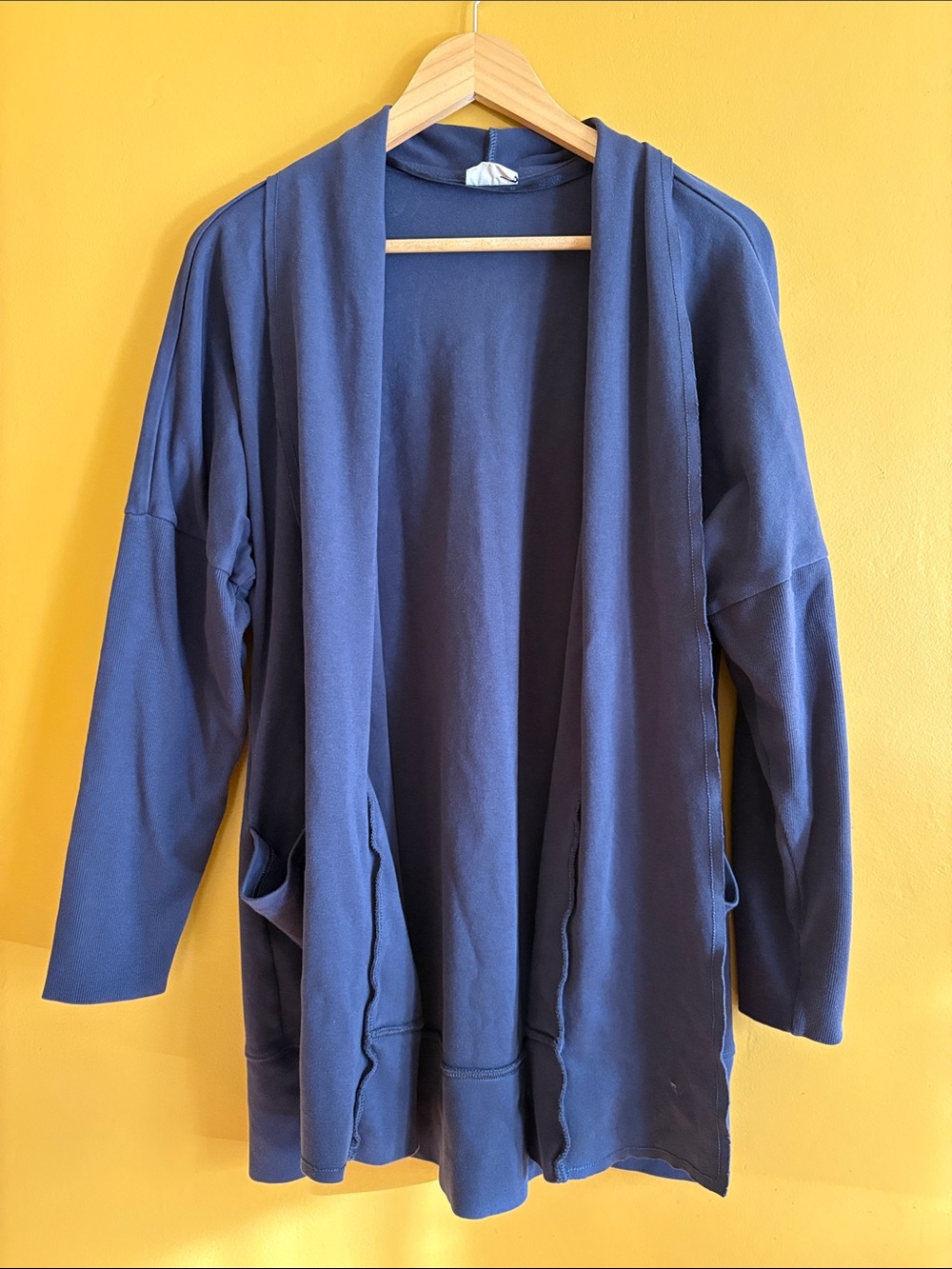 Pact Cotton Navy Open-Front Cardigan Jacket